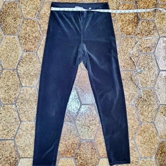 Vince Ribbed Stretch Leggings WOMENS Casual Pants Black Velour Lounge Comfy SZ M - Picture 6 of 10